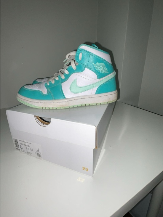 Nike Shoes - Nike air Jordan High-Top Sneakers in White & Teal